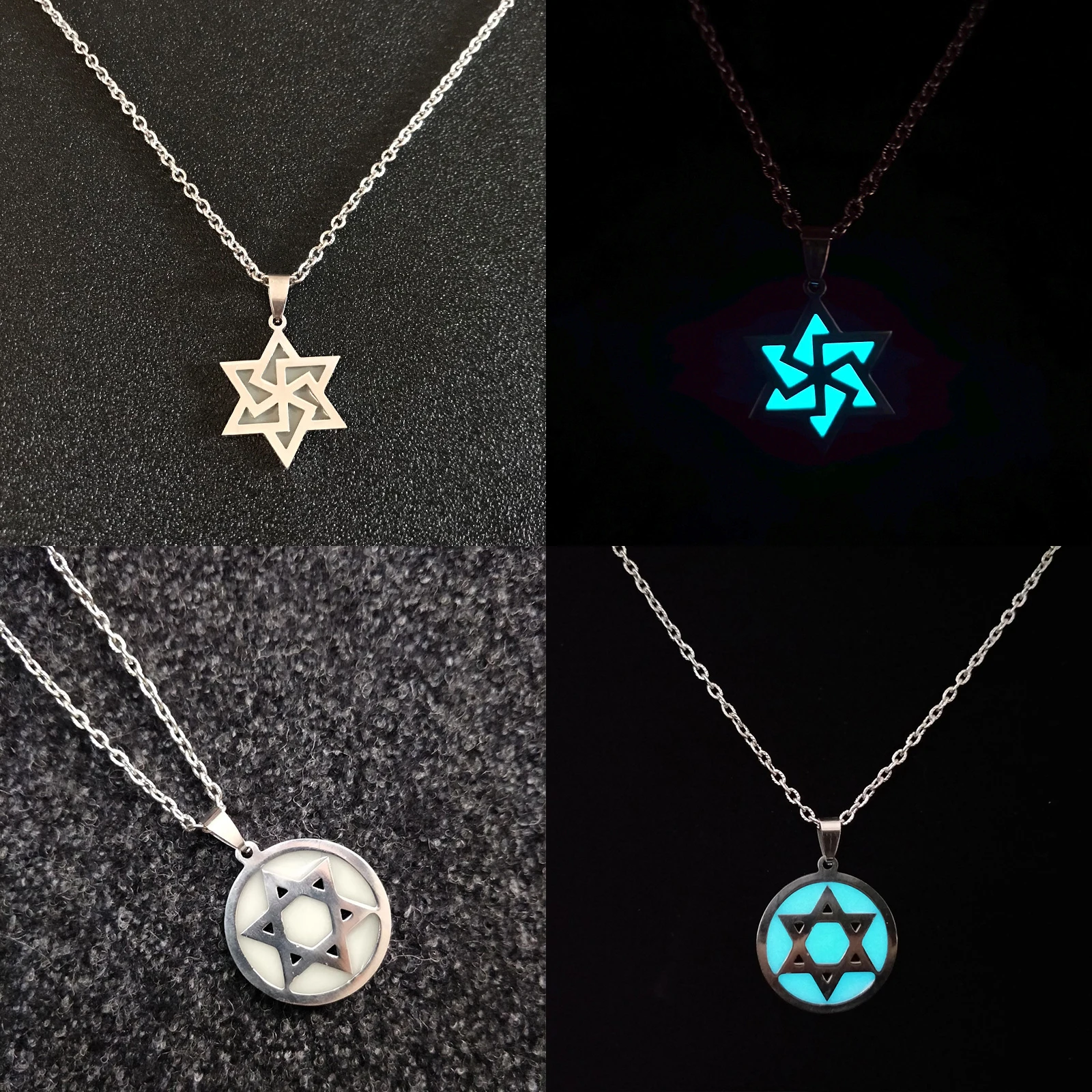 Luminous Necklace for Women Men Glowing In The Dark Cat Snake Ox Elephant Cross Pendant Necklace Gothic Halloween Party Jewelry