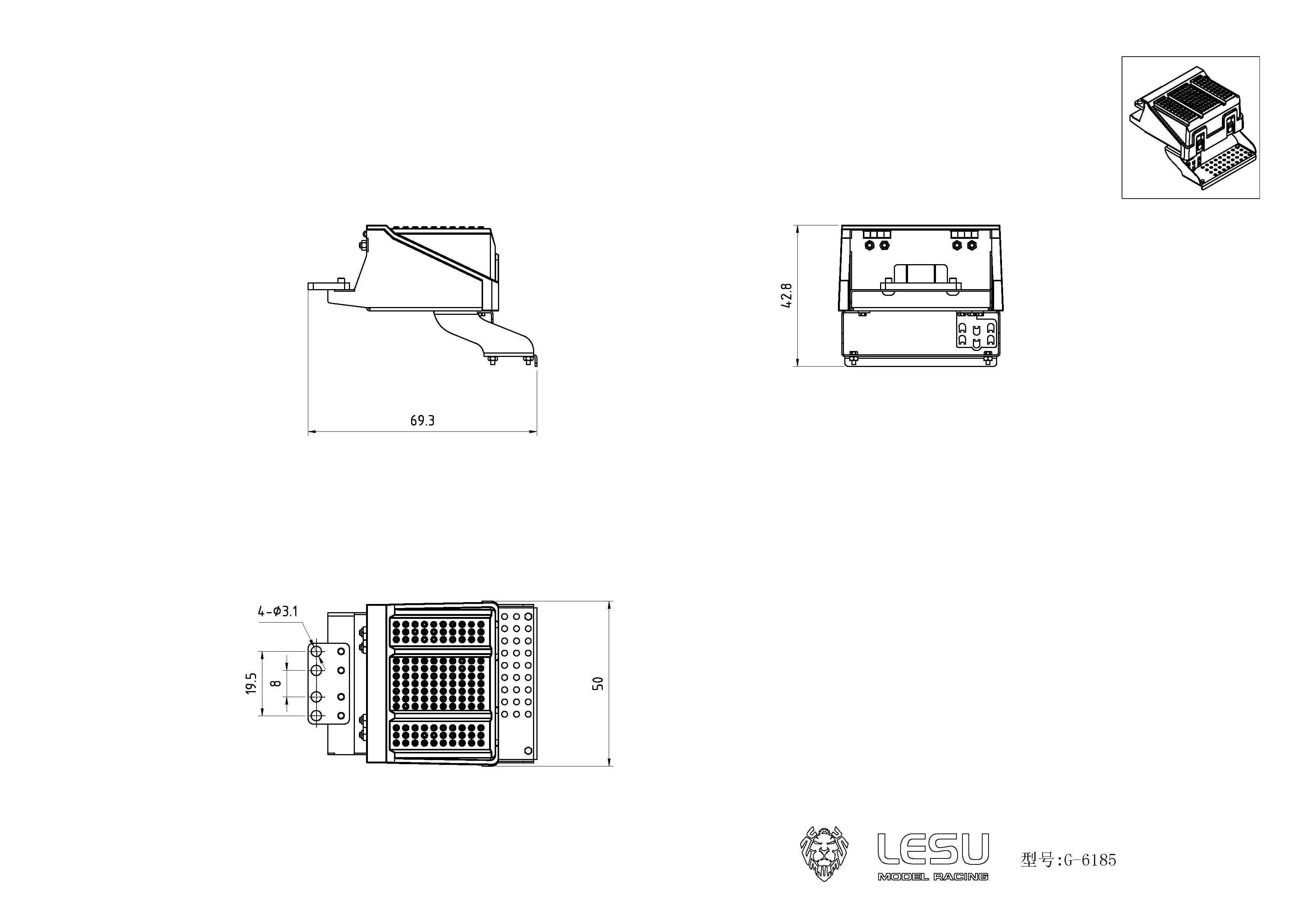 1/14 LKW LESU ferngesteuertes Spielzeug mit Pedal-Batteriekasten G-6185 für Tamiya Traktor R620 R470 Zubehör – Detail 2