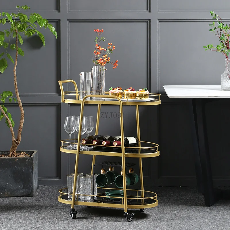 *Stainless Steel Trolley Janitorial Cart Iron Mini Professional Household Portable Basket Hotel Large Rotating Espejo Bar Wagon
