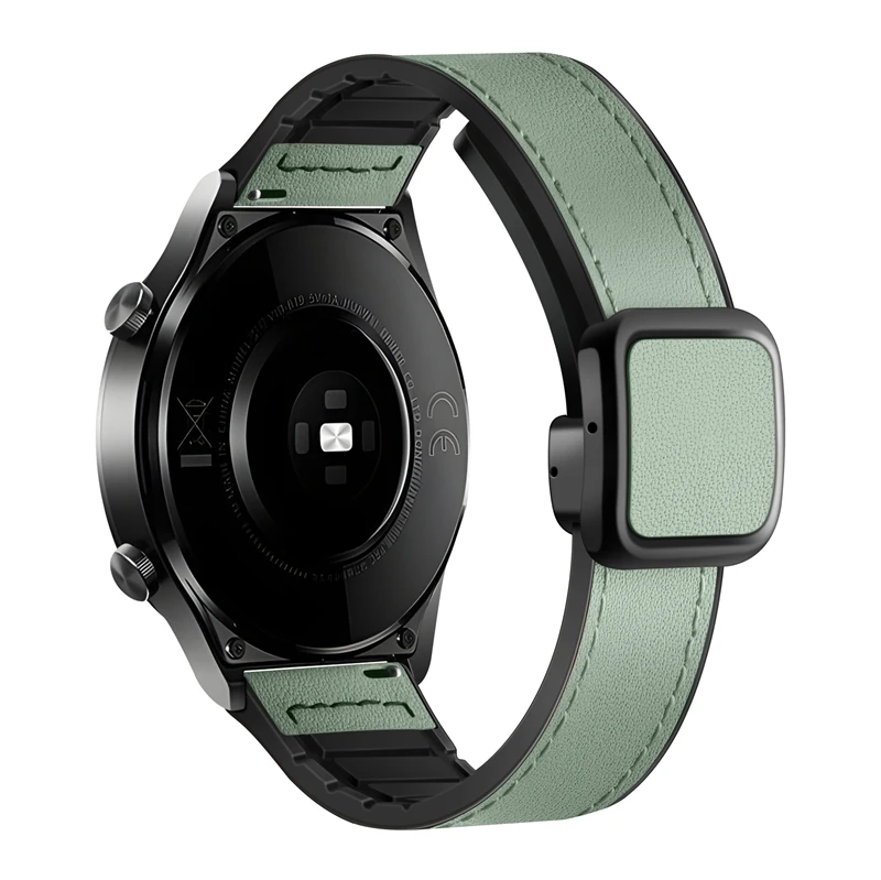 Dual-Material Leather and Silicone Watch Strap - 22mm/20mm Adjustable Band