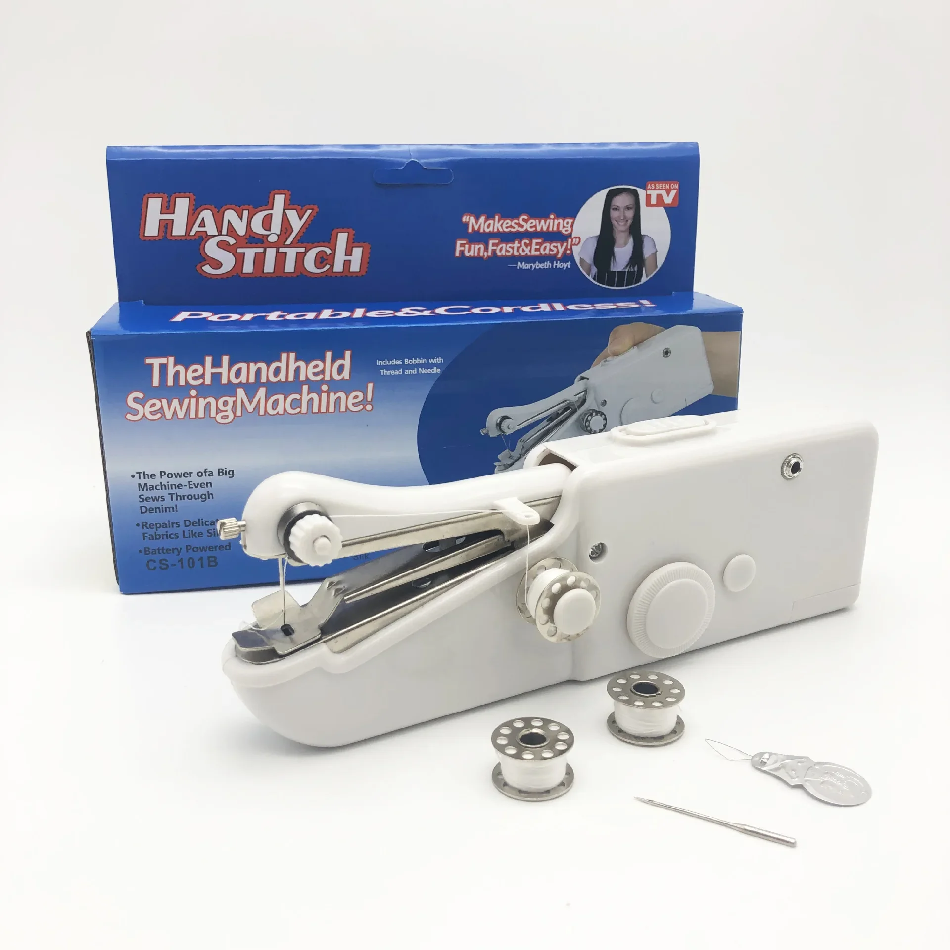 Portable Handheld Sewing Machine CS-101B, Low Noise, Battery & AC Power, Easy to Use for Quick Repairs, Compact Size 2