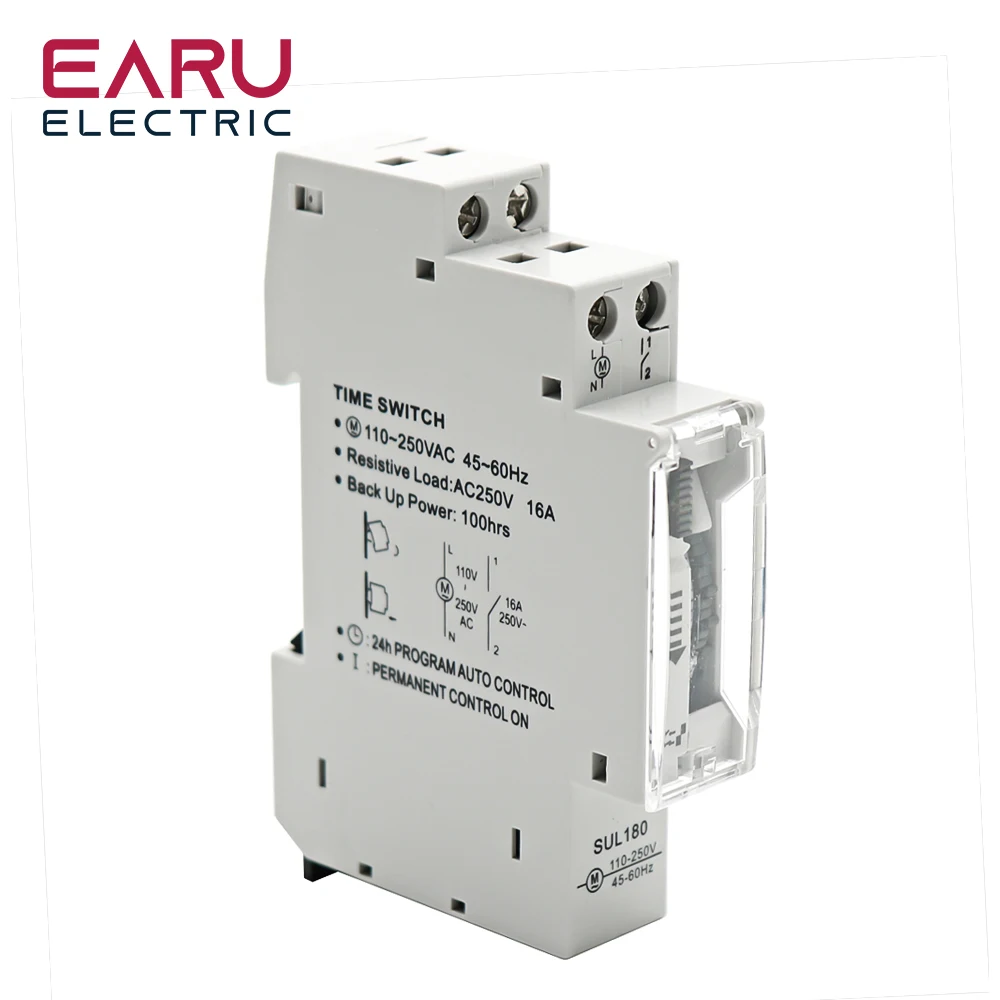 SUL180a 15 Minutes Mechanical Timer 24 Hours Programmable Din Rail Timer Time Switch Relay Measurement Analysis Instruments timer switch programmable timer switch time switch