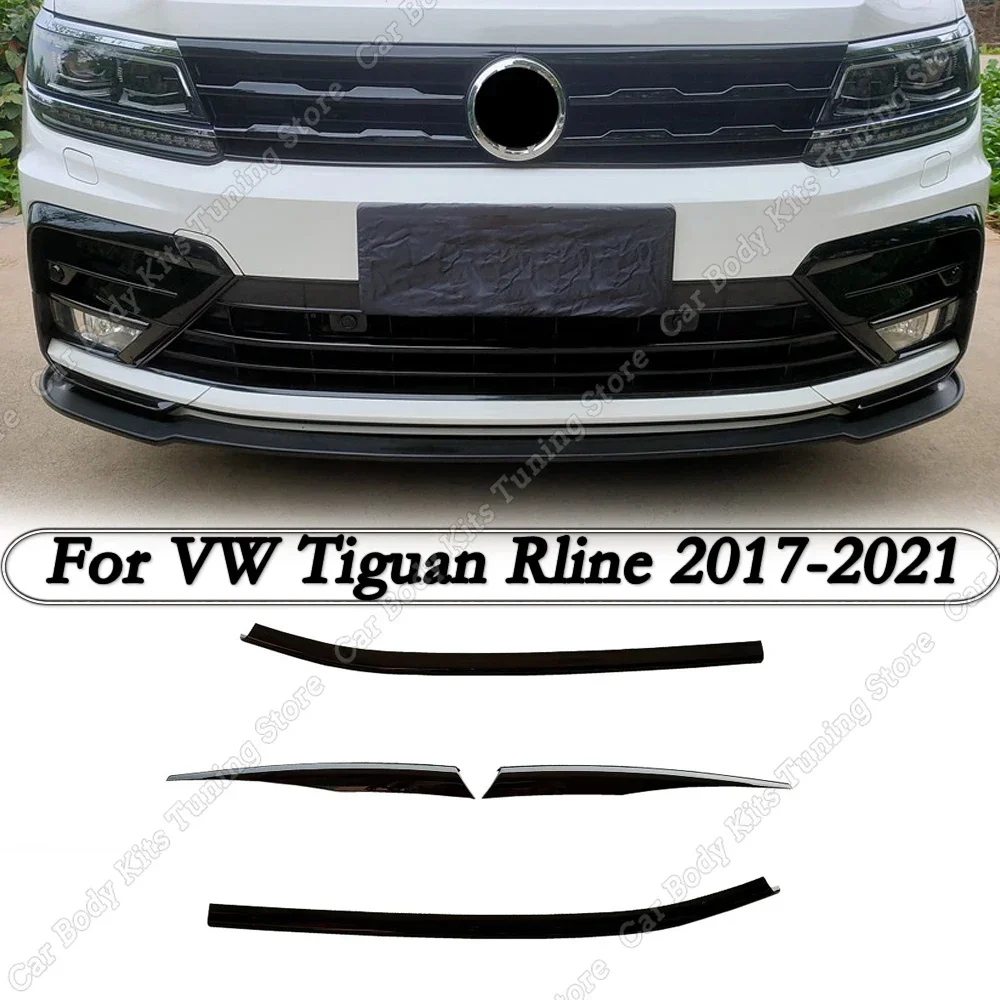 

For VW Tiguan MK2 Rline 2017 2018 2019 2020 2021 Gloss Black Front Bumper Mesh Center Grille Grill Moulding Strip Car Accessorie