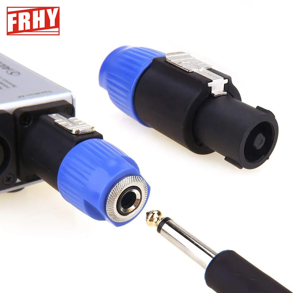 2개입 4극 스피커 플러그 - 6.5mm 암형 금속 잭 어댑터 (금속 래치 항공 커넥터 NL4FC 수-1/4" TS 암)