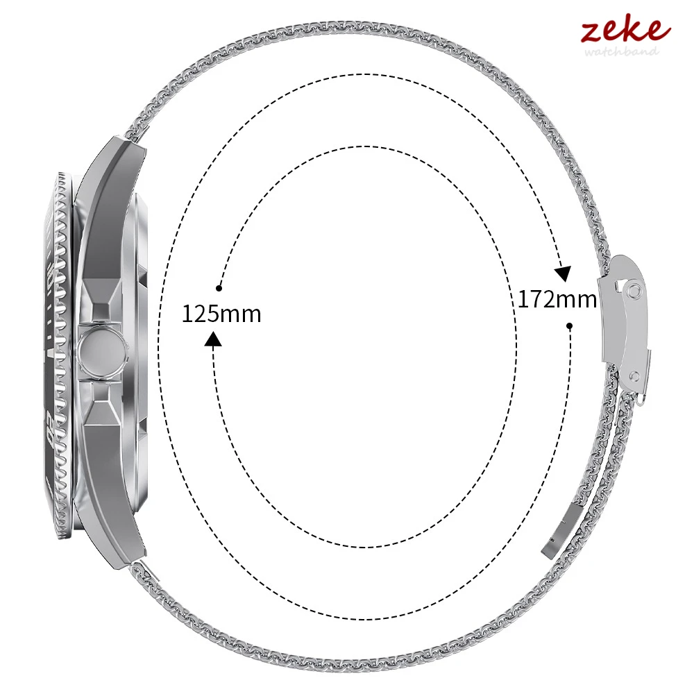 Universal Milanese Stainless Steel Mesh Watch Band - Quick Release Bracelet Strap, 0.6mm