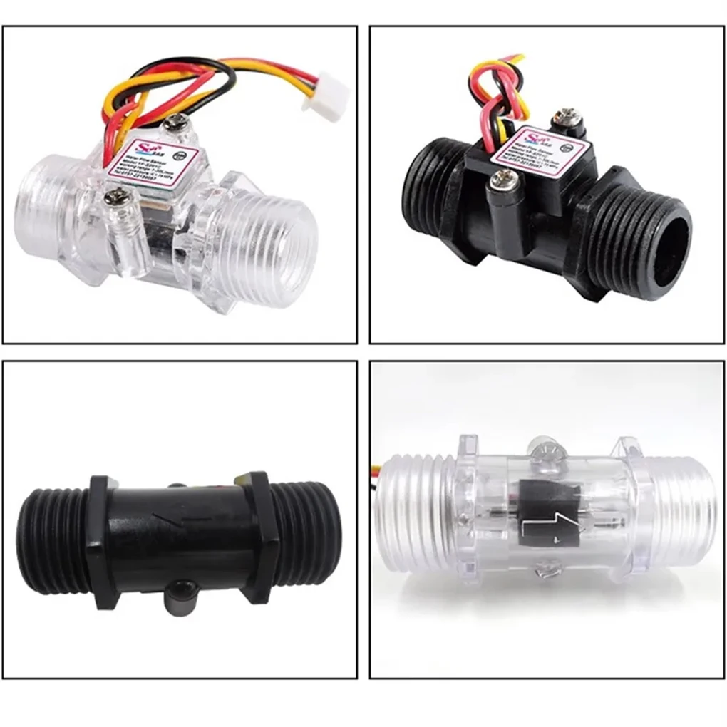DN15 Hall Water Flow Sensor G1/2 Transparent Visual Turbine Flow Meter Nylon Liq