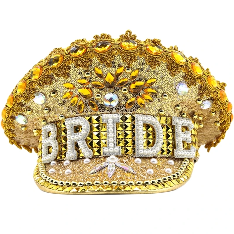 

Q0KE BRIDE Wedding Hat with Colorful Decor Stage Show Hat Military Hat Stage Performances Hat for Masquerade Party