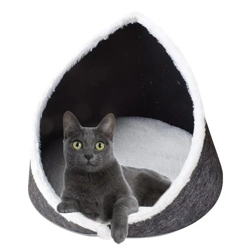 

Cat Bed Cave Round Felt Cat House Cat Tent With Removable Cushioned Cat Cave Bed Easily Clean Versatile Indoor Cats Bed For
