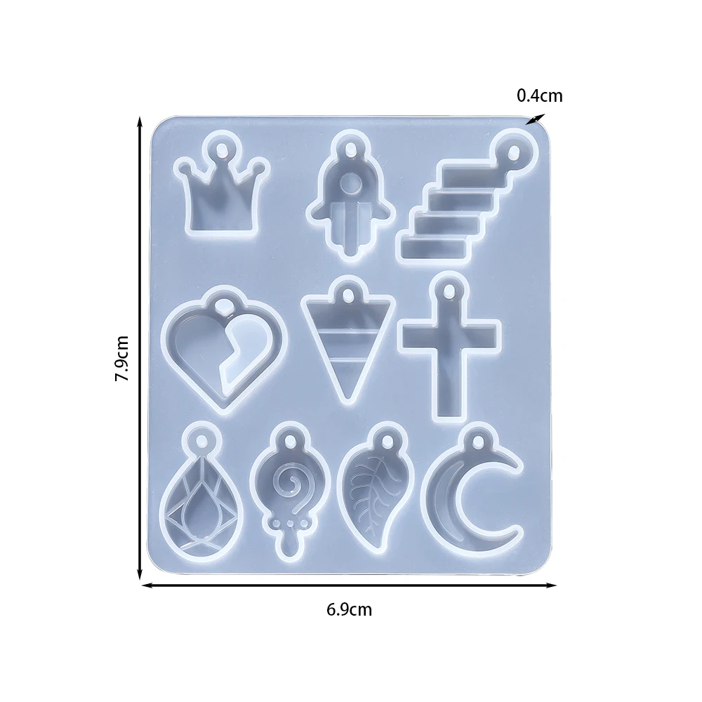 Earring and Pendant Silicone Mold for Creative Jewelry Crafting - Heart, Leaves, and Moon Designs