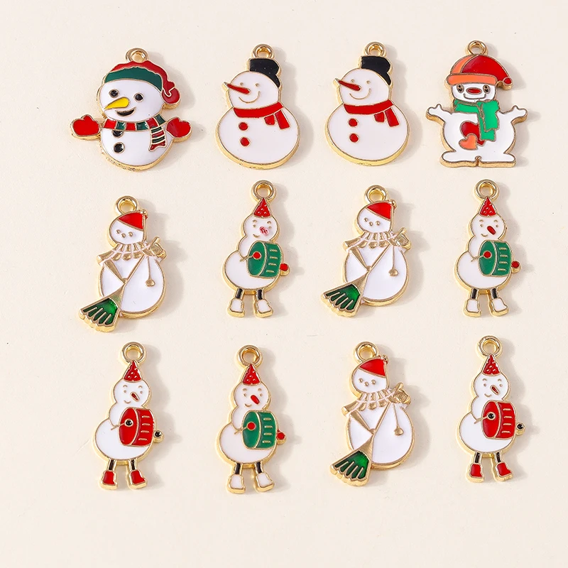 20 Stück Mix süße Emaille Weihnachten Schneemann Charms Anhänger für Schmuckherstellung Neujahr Ohrringe Halsketten DIY Handwerk Zubehör – Detail 8