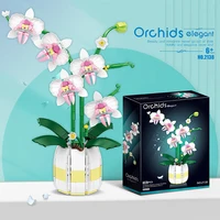Building Blocks Orchid Flowers Bouquet Flower Blocks Bonsai Plant Model Bricks Romantic DIY Home Decoration Toy for Kids Gift 2