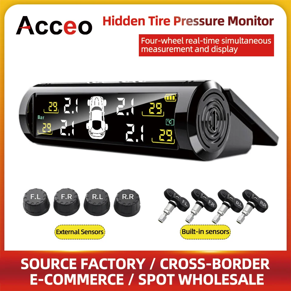 Car Tire Pressure Monitor TPMS Wireless Intelligent Sensing Tire Pressure Monitoring System Hidden Four-wheel Simultaneous Measurement Display