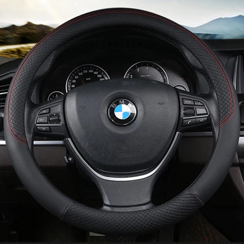 Steering Wheel Cover Micro Fiber Leather Fit 98% Car Models 37-38cm Interior details Car Accessories Auto Goods