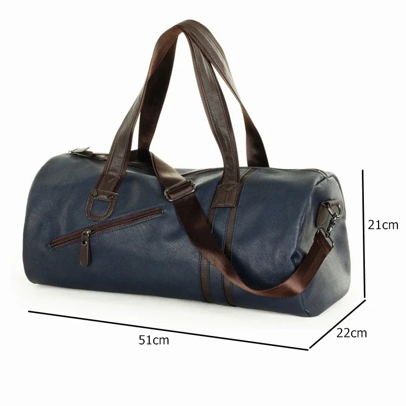 Men\'s PU Gym Bags Male Fashion Sports Barrel Duffel Bags Multifunctional Training Fitness Workout Shoulder Travel Handbag