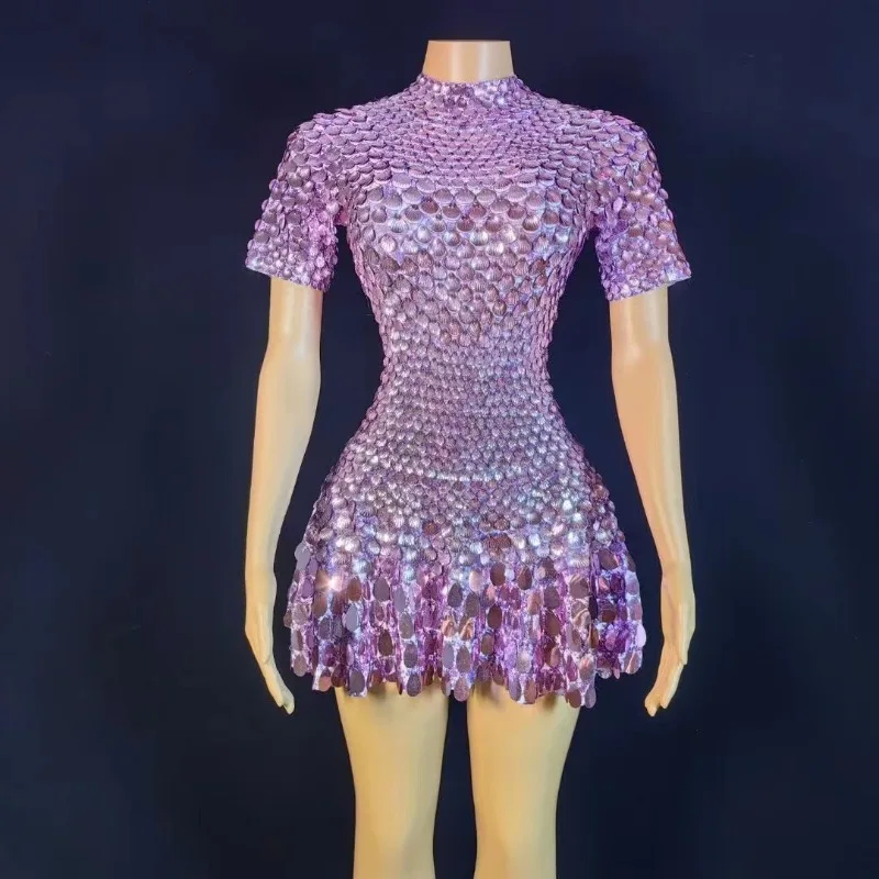 

Fashion Sequin Shell Cosplay Skirt Short Sleeve Dress for women Sexy Halloween Carnival Party Dance Stage Performence Costumes