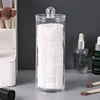 Acrylic Makeup Organizer Cotton Swabs Containerwith Bamboo Lid Cosmetic Transparent Box Cotton Pad Organizer Jewelry Storage Box 4