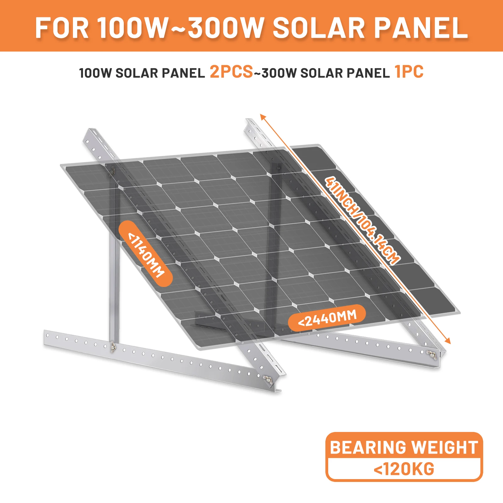 Solar Panel Tilt Mount Brackets CP-SETUNO 45in Adjustable Support up to 100W-500 Watt Solar Panel for Any Flat Surface Roof RV