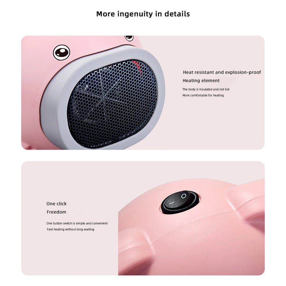 Cartoon Pig Electric Heater Portable Heater Winter Room Desktop Heating Stove Mini Home Handy Air Russia Warmer Machine