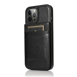 Premium Shockproof Leather Wallet Case with Card Slot & Kickstand - iPhone 14 Pro (ZY03 - Black)