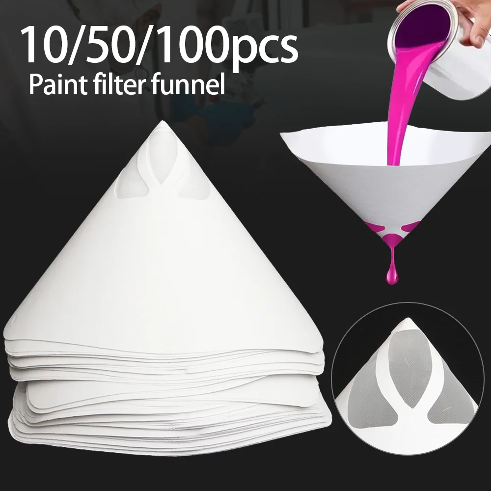 10/20/50/100Pcs Farbe Filter Papier Mesh Papier Siebe Einweg Sieb Bildschirm Kegel Sieb Trichter für Auto Spray Farbe – Detail 1