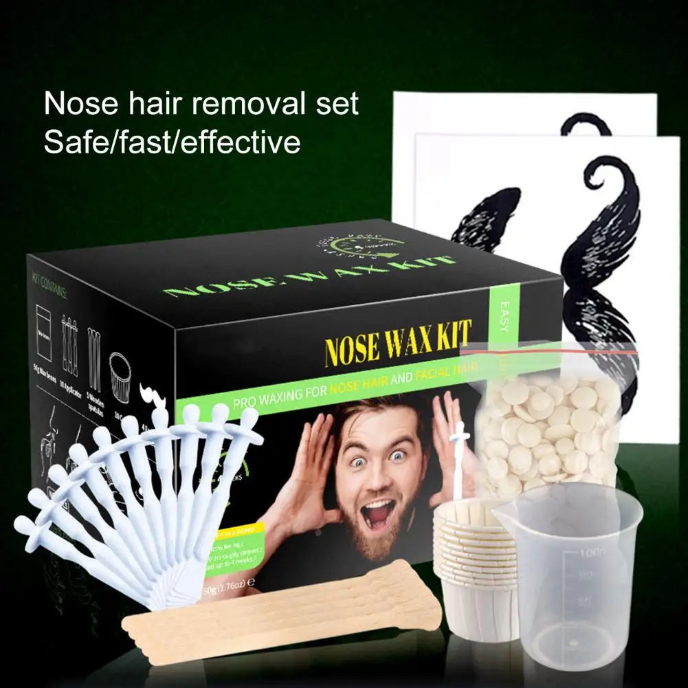Nose Hair Remove Kit Painless Fast Effect Nose Wax Kit Uprooting Hot Film Hard Wax Bean Hair Plucking Tools Adult Supply