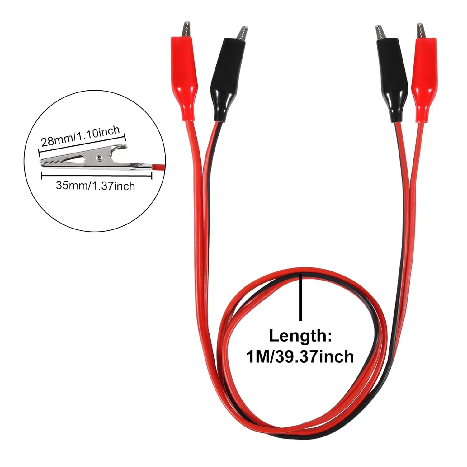 Alligator Cilp to Banana Plug Test Cable Lead Connector Dual Tester Probe Crocodile Clip for Multimeter Measure Tool 1M