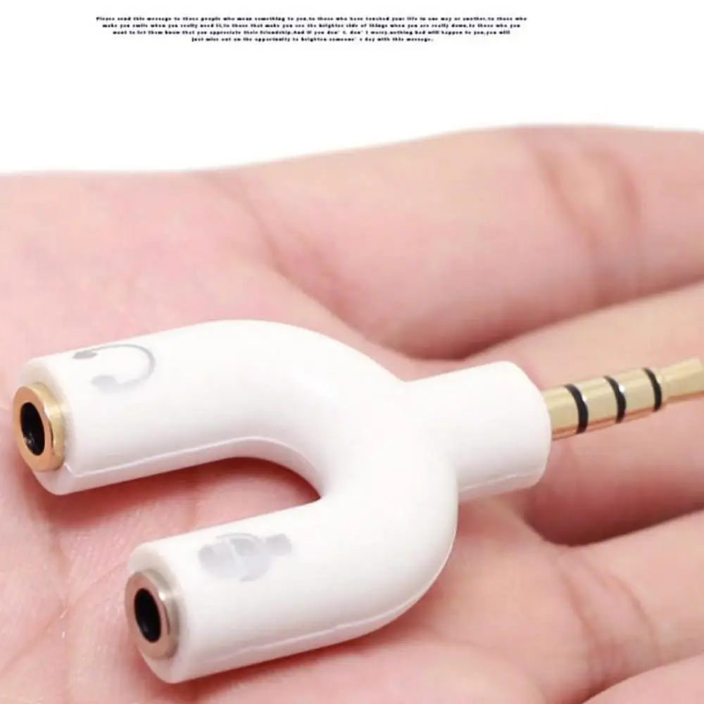 1PC Dual 3.5MM Y-type  Adapter Headphone Plug Audio Cables Splitter Microphone 2 in 1 Swivel Connector Jack Plug Adapter