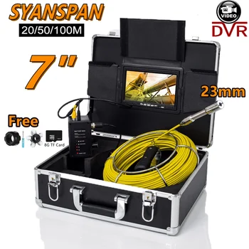 SYANSPAN 파이프 검사 카메라, 산업용 내시경, 7 인치 모니터, HD 1080P, 8GB, 20, 30, 50, 100M, 23mm, IP68