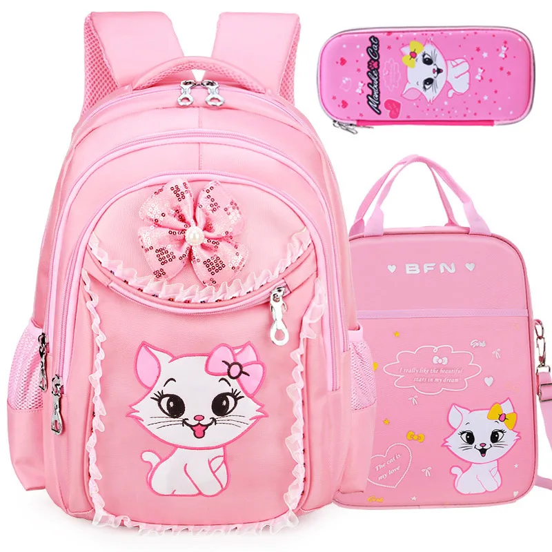 Süße katze mädchen Schule Taschen Cartoon Muster Kind Rucksäcke Kinder