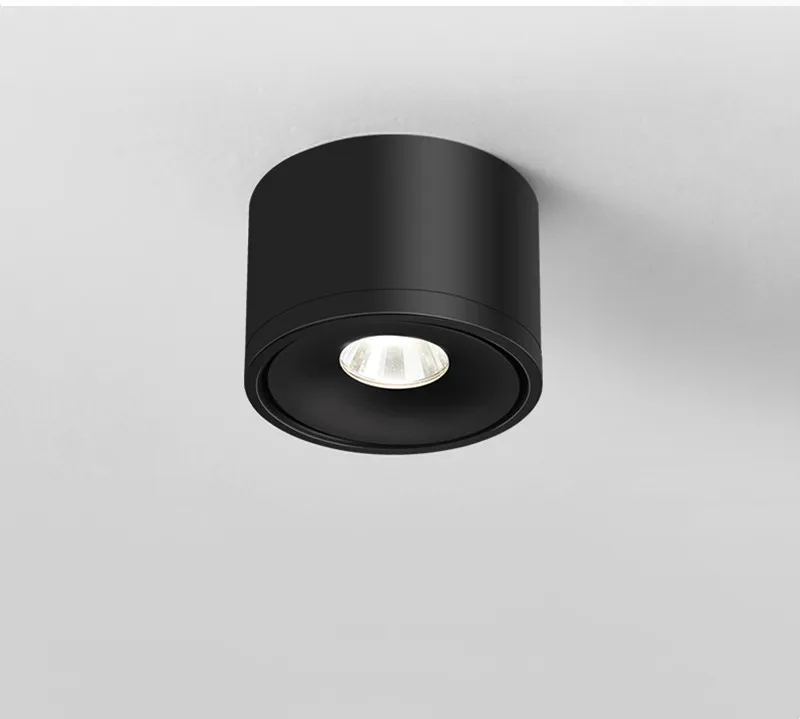 Dimmable Surface Mounted LED Ceiling Light 7W 12W 15W 18W Black Ceil Downlight COB Lamp Rotatable Background Spot Light For Home