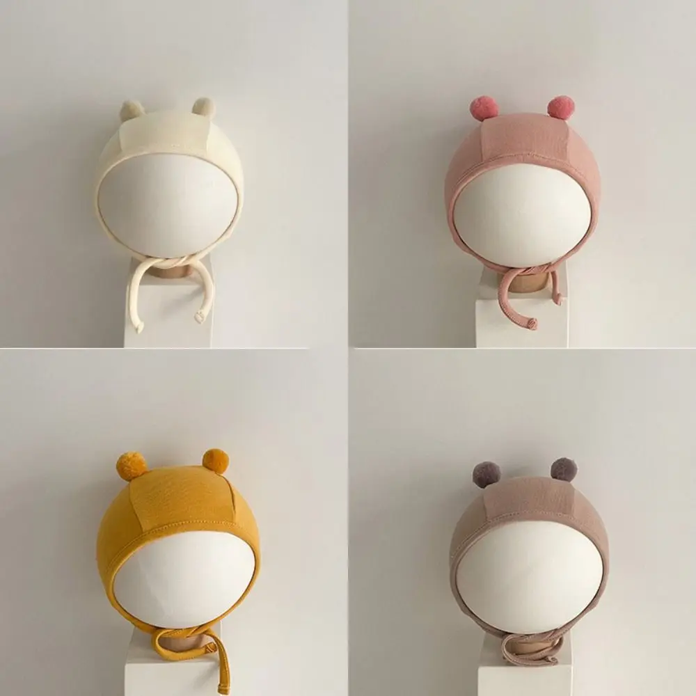 Thin Windproof Baby Bear Ear Protection Hat Cotton Thickened No Brim Children's Cap Pullover Style Cartoon Design