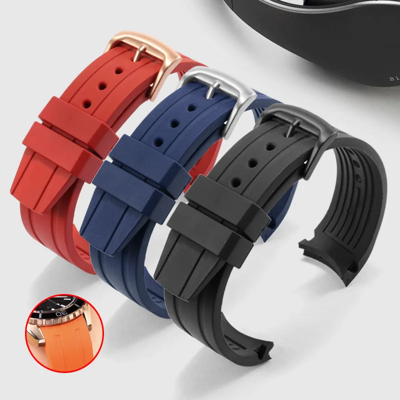 

For Citizen BN0190-15E CA071813E BN0193 CA4386 Waterproof Rubber Silicone Watchband 22mm Black Blue Bracelet