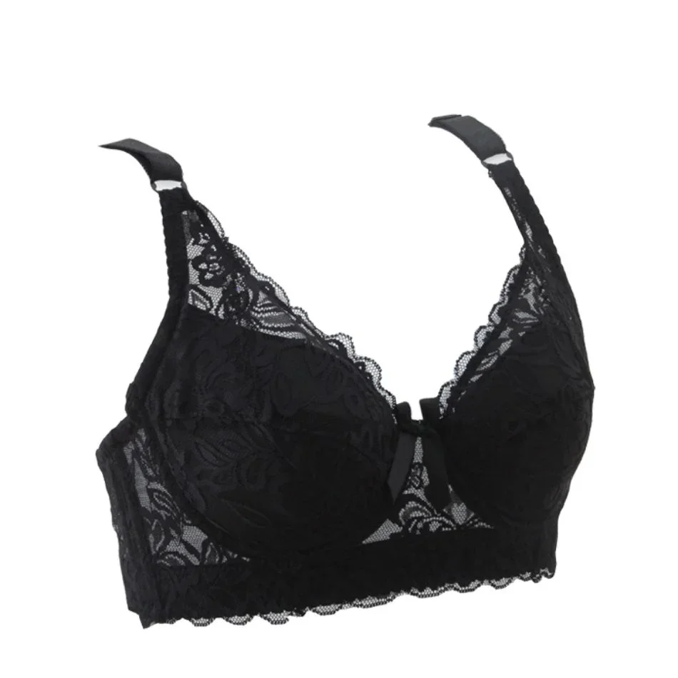 3/4 Cup Women Ladies Sexy Underwear Padded Lace Sheer Bra Large Cup B C D Underwear Women's Bra Sexy lingerie Big Size womens bra