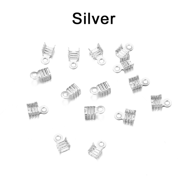Crimp Bead Connectors Cord End Caps String Ribbon Leather Clip Foldover Cord Ends Fastener For DIY Jewelry Making Supplie