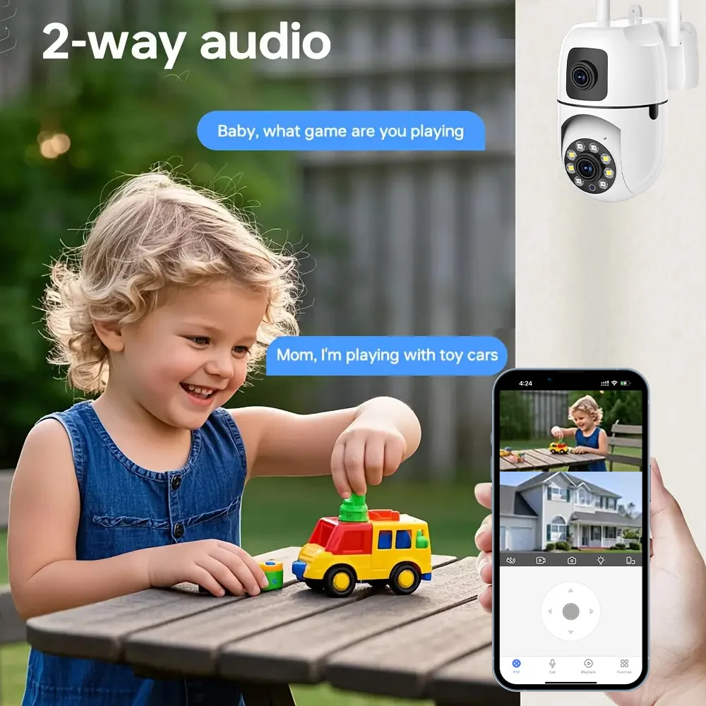Dual Lens IP Camera 2.4Ghz WiFi Security Protection Full Color Night Vision PTZ CCTV Video Surveillance Camera 3MP 4