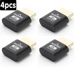 4K HDMI Virtual Display Adapter - LED Dummy Emulator Plug (Black - 4pcs)