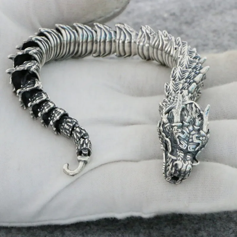 Handmade Bragon Bone Bracelet Snake Chain Jewelry Chinese Dragon Bracelet  for Men
