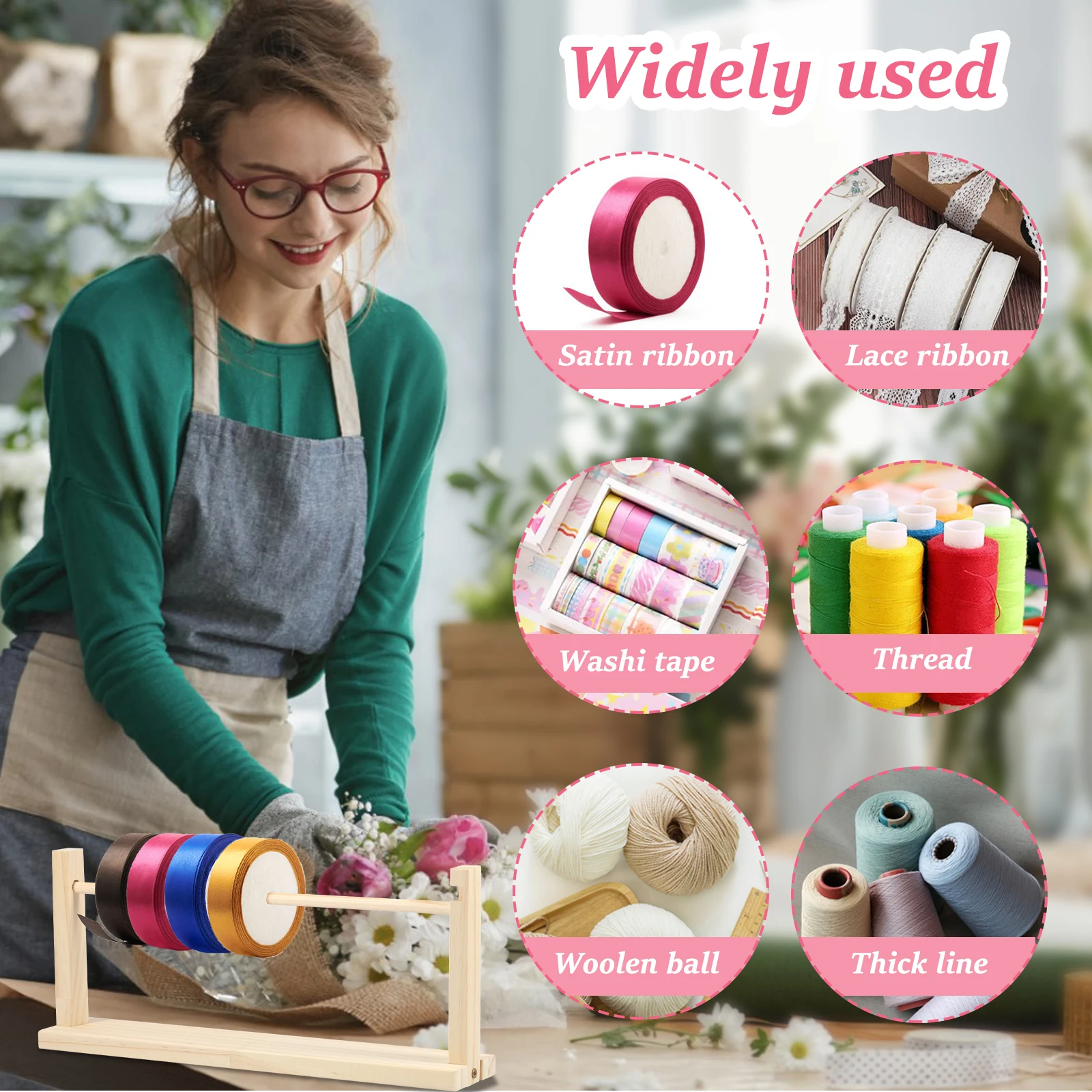 Single Layer Ribbon Storage Rack Wood Ribbon Organizer Countertop Racks Multifunctional Display Holder Home storage box