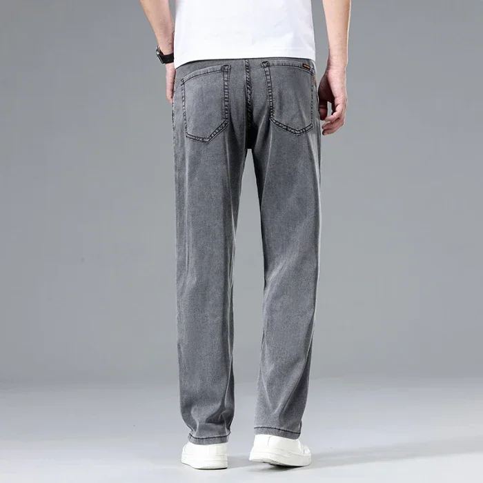 2024 New In Lyocell Summer Thin Jeans Men's Loose Straight Casual Stretch Business Large Size Male Pants Solid Color 4