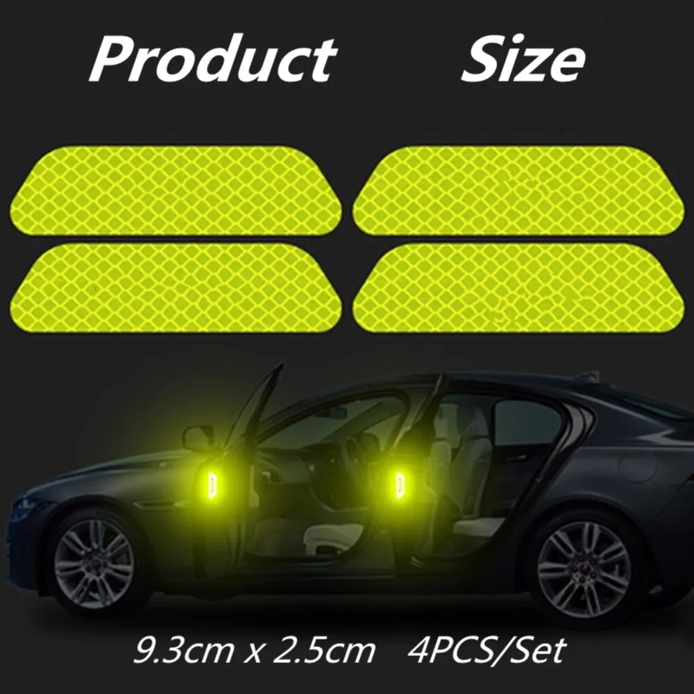 Car Door Sticker Safety Opening Warning Reflector Tape Decal Auto Car Accessories Exterior Interior Reflector Sticker 4 PCs reflective stickers