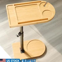 Adjustable 360° Rotatable Couch Tray Table with Phone Tablet Slots Versatile Side Table Snack Holder Easy to Assemble 1