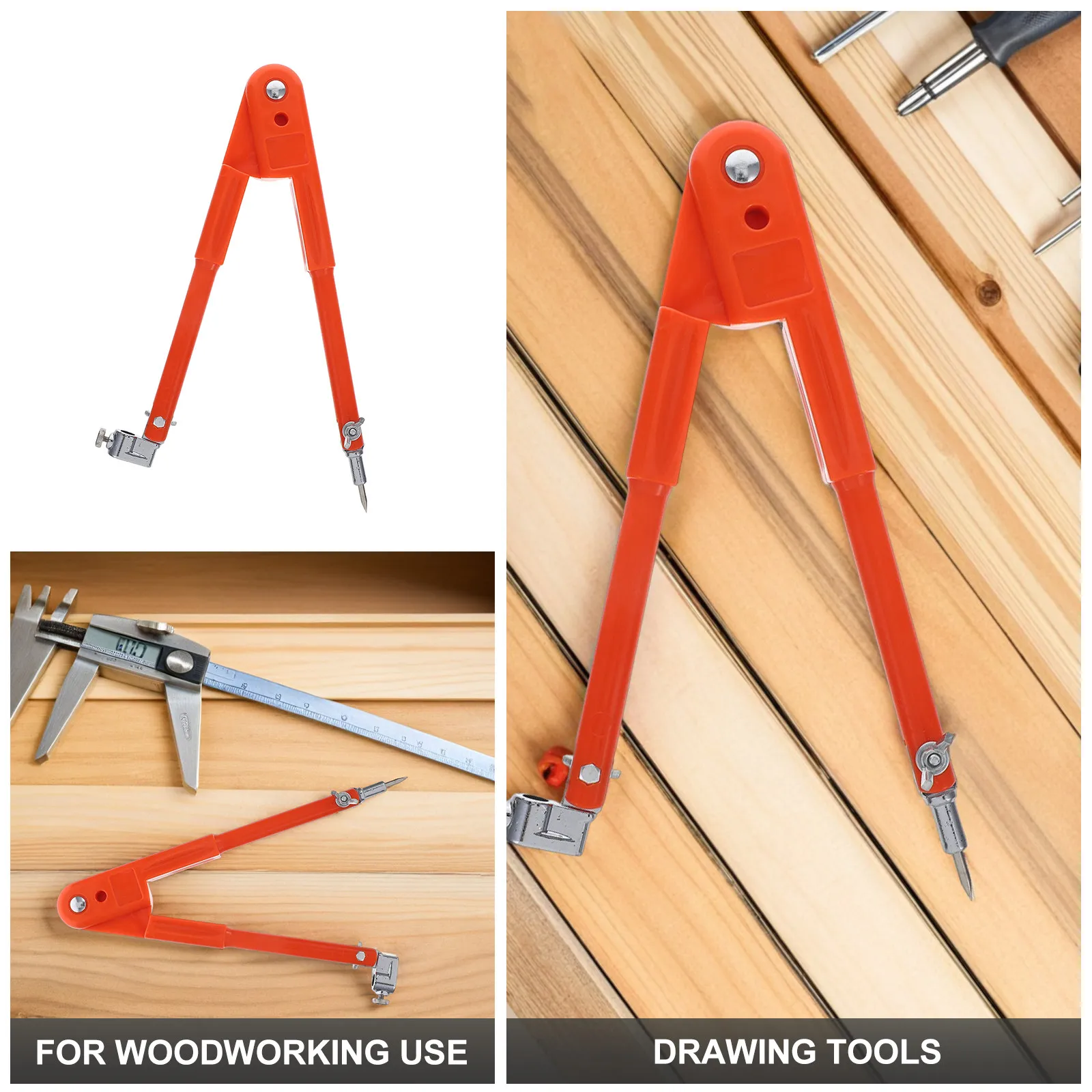헤비 듀티 목공용 컴퍼스 도구, 견고한 금속 구조, 대형 정밀 연필 홀더, 기술 도면용 스크라이버
