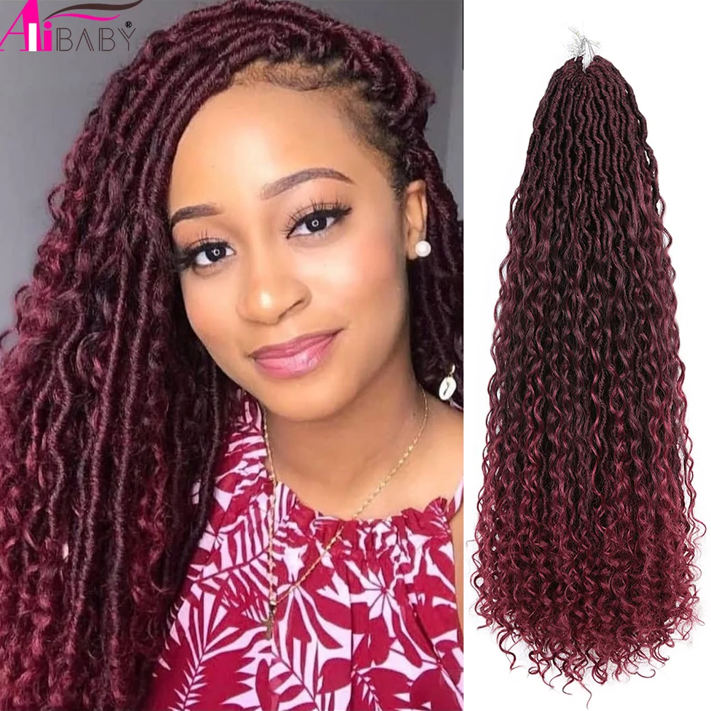 Synthetic Crochet Braids Hair Goddess Faux Locs Crochet Hair Extensions  Ombre River Locs With Curly Hair For Women Alibaby - AliExpress