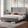 Queen Size Upholstered Platform Bed Frame, Wingback Beds with 50.8" Headboard, Corduroy, Queen Bed Frame 1