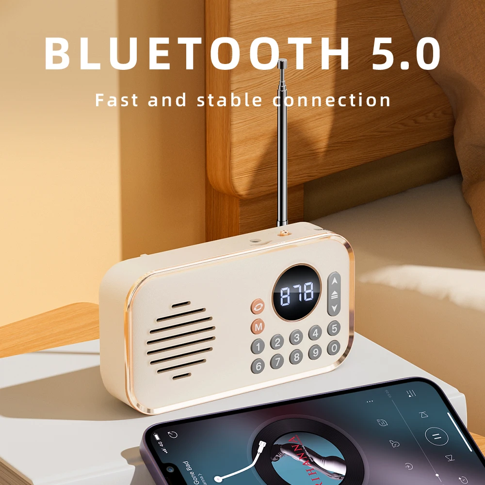 Mini Pocket FM Radio Portable Best Reception Radios Receiver Wirelress Hifi Sound Bluetooth Speaker TF Card USB MP3 Music Player