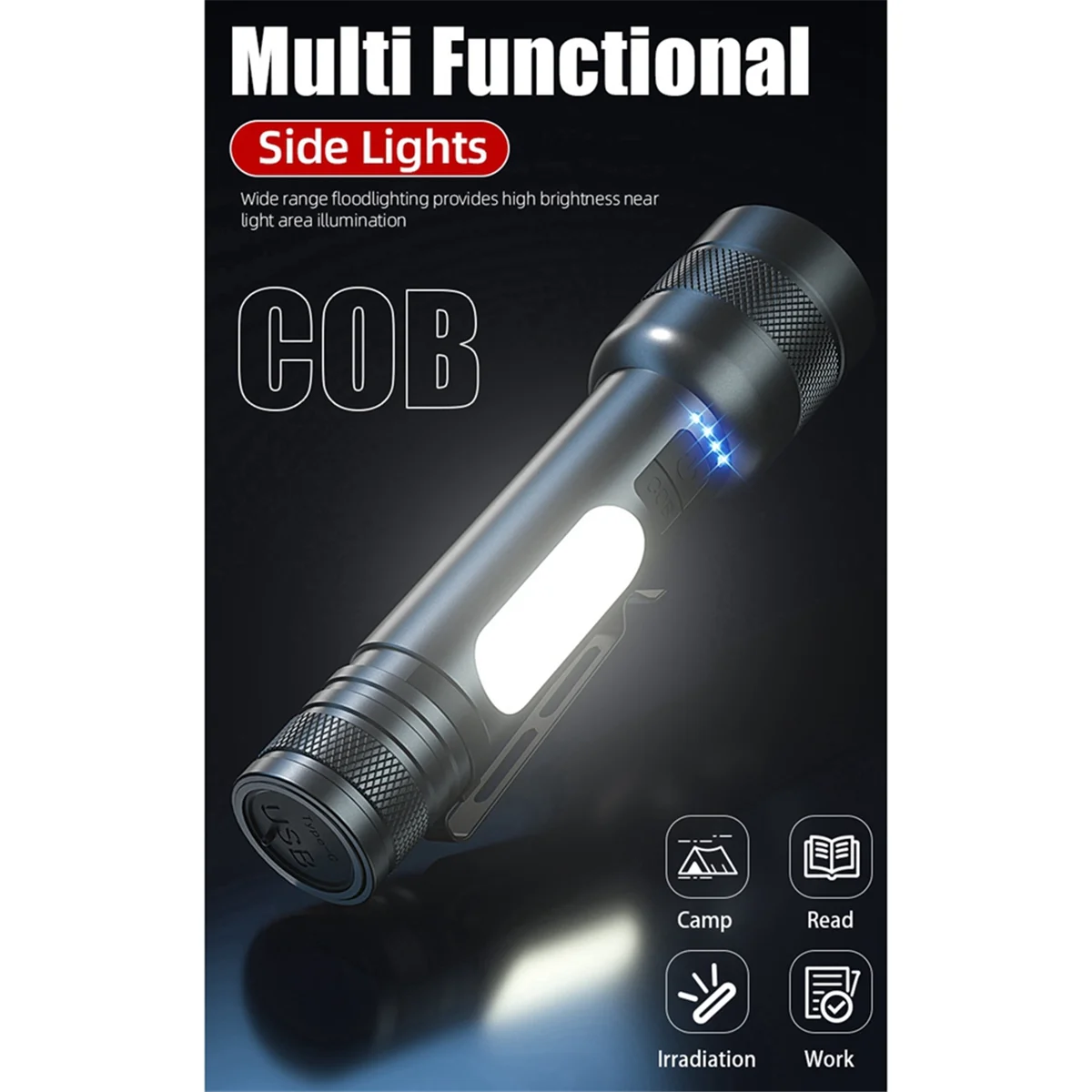 BAAU Zoom Flashlight Long Range Outdoor Household Flashlight Rechargeable Portable