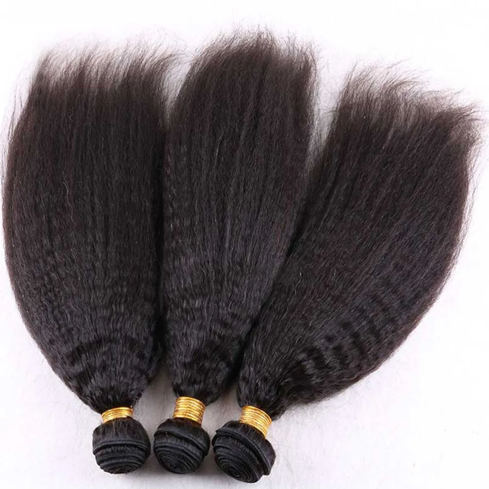 Raw Brazilian Virgin Hair Bundles Kinky Straight Human Hair Weave Bundles Remy Extension 1 3 4 Coarse Yaki 30 inch human hair extensions