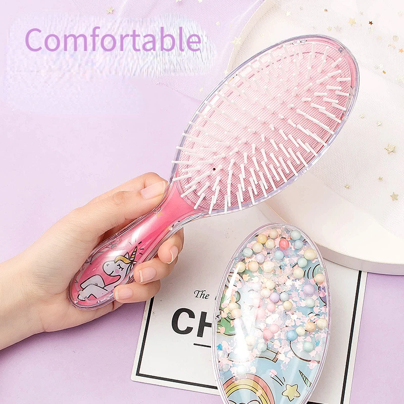 Kids Cartoon Glitter Hair Combs Panda Unicorn Anti-knot Air Cushion Combs Women Hair Tools