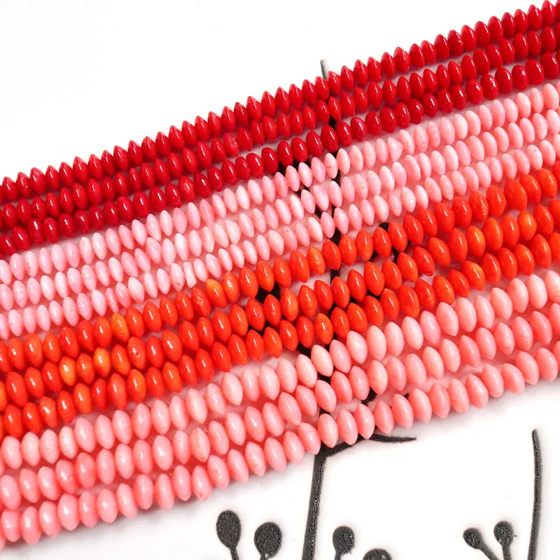 Heji Natural Dyed Sardine Red Coral 2X4Mm 3X5Mm 15 "/38Cm Spacer Beads Creazione Di Gioielli Fai Da Te Per Ragazze