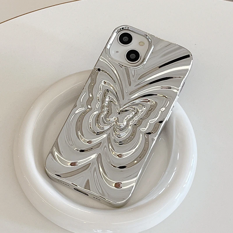 Plating 3D Butterfly Bumpy Texture Case for iPhone